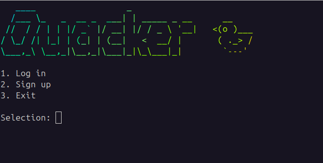 Quacker app login screen